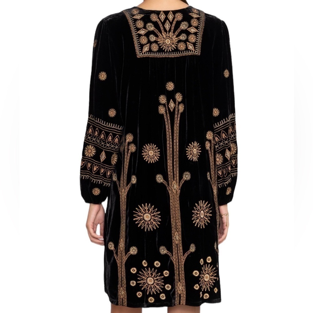Johnny Was Heidi Velvet Yoke Dress Embroidered Beaded Tassel NWT - Picture 7 of 12